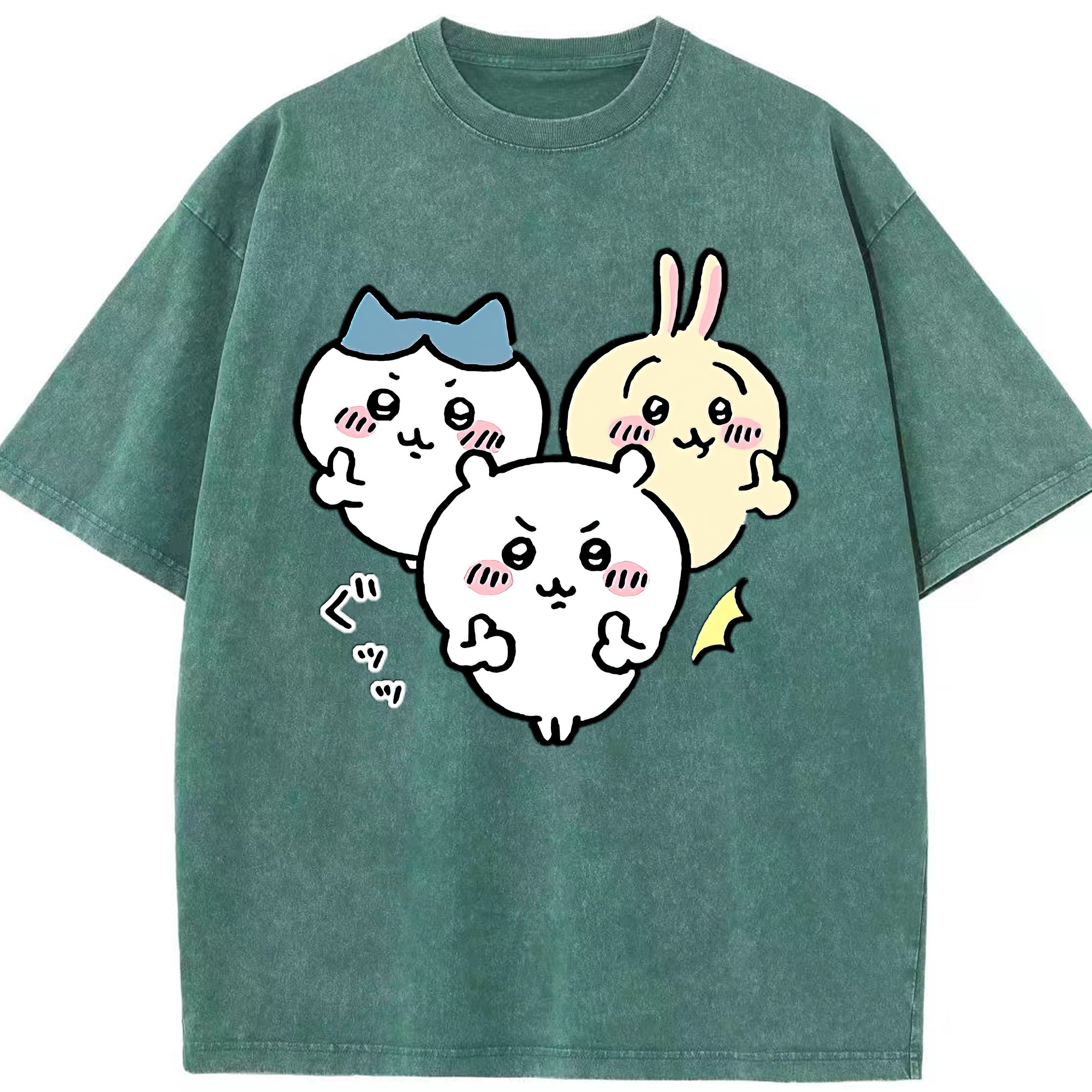（画像用） ちいかわ うさぎ Chii-kawa usagi 綿100% ヴィンテージ風 半袖Tシャツ（フロントプリント）